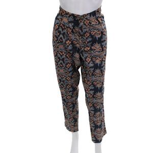 Maison Scotch Women Cropped Ankle Black Pants Aztec 100% Cotton Button Size 2